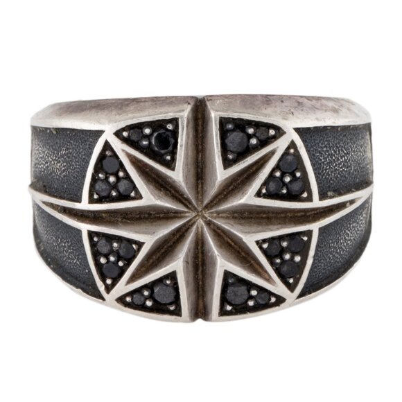DAVID YURMAN STERLING SILVER 925 MARITIME NORTH STAR SIGNET RING - Picture 1 of 8
